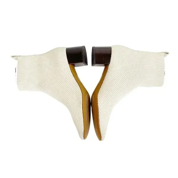 EVERLANE The Day Glove Ribbed Round Toe Pull On Sock Boot in Bone - Picture 5 of 10